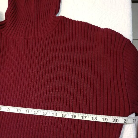 Lillusory Womens Ribbed Turtleneck Sweater Tunic M Burgundy - Picture 10 of 10